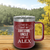 Maroon Uncle Mug Shaped Tumbler With Awesome Uncle Looks Like Design