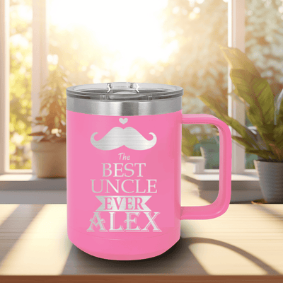 Pink Uncle Mug Shaped Tumbler With Best Uncle Ever Design