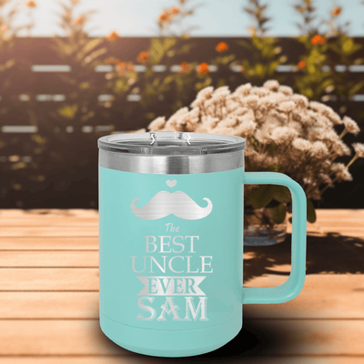 Teal Uncle Mug Shaped Tumbler With Best Uncle Ever Design