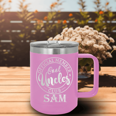 Light Purple Uncle Mug Shaped Tumbler With Cool Uncles Club Design