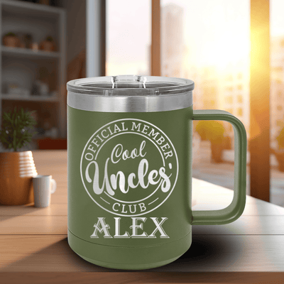 Military Green Uncle Mug Shaped Tumbler With Cool Uncles Club Design