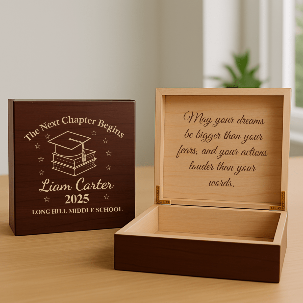 The Next Chapter Begins Personalized Middle School Graduation Keepsake Box