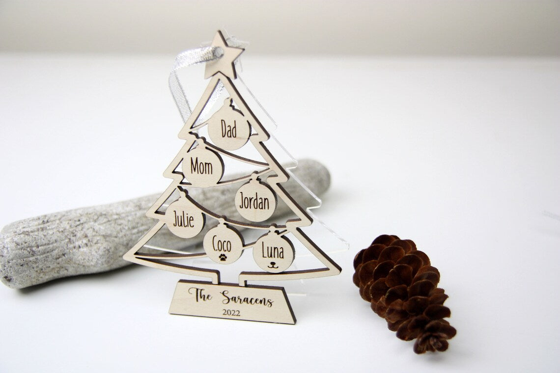 Personalized Family Tree Christmas Ornaments