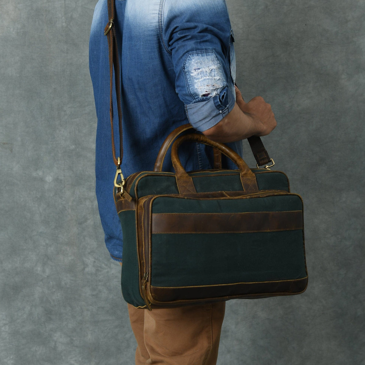 Canvas Green Briefcase