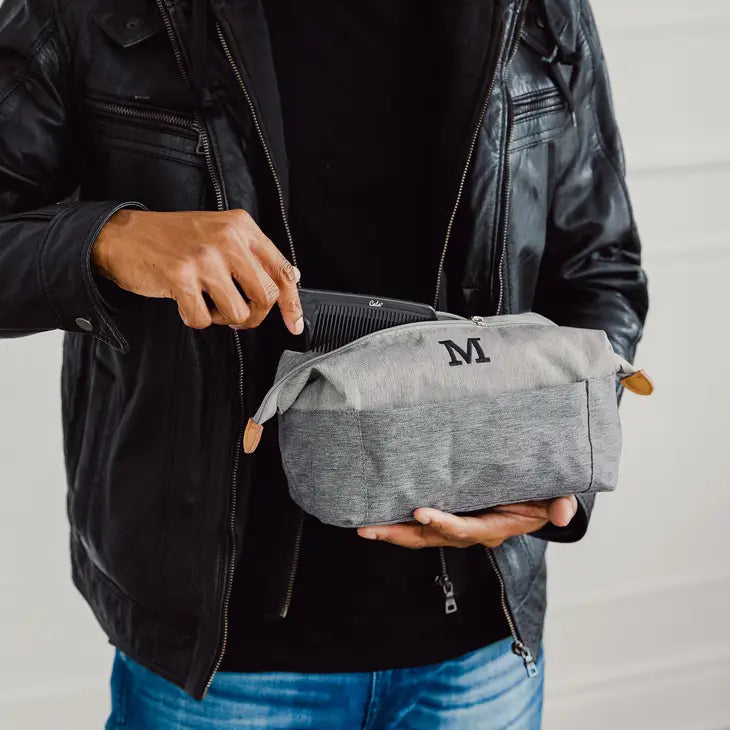 Monogrammed Slate Dopp Kit