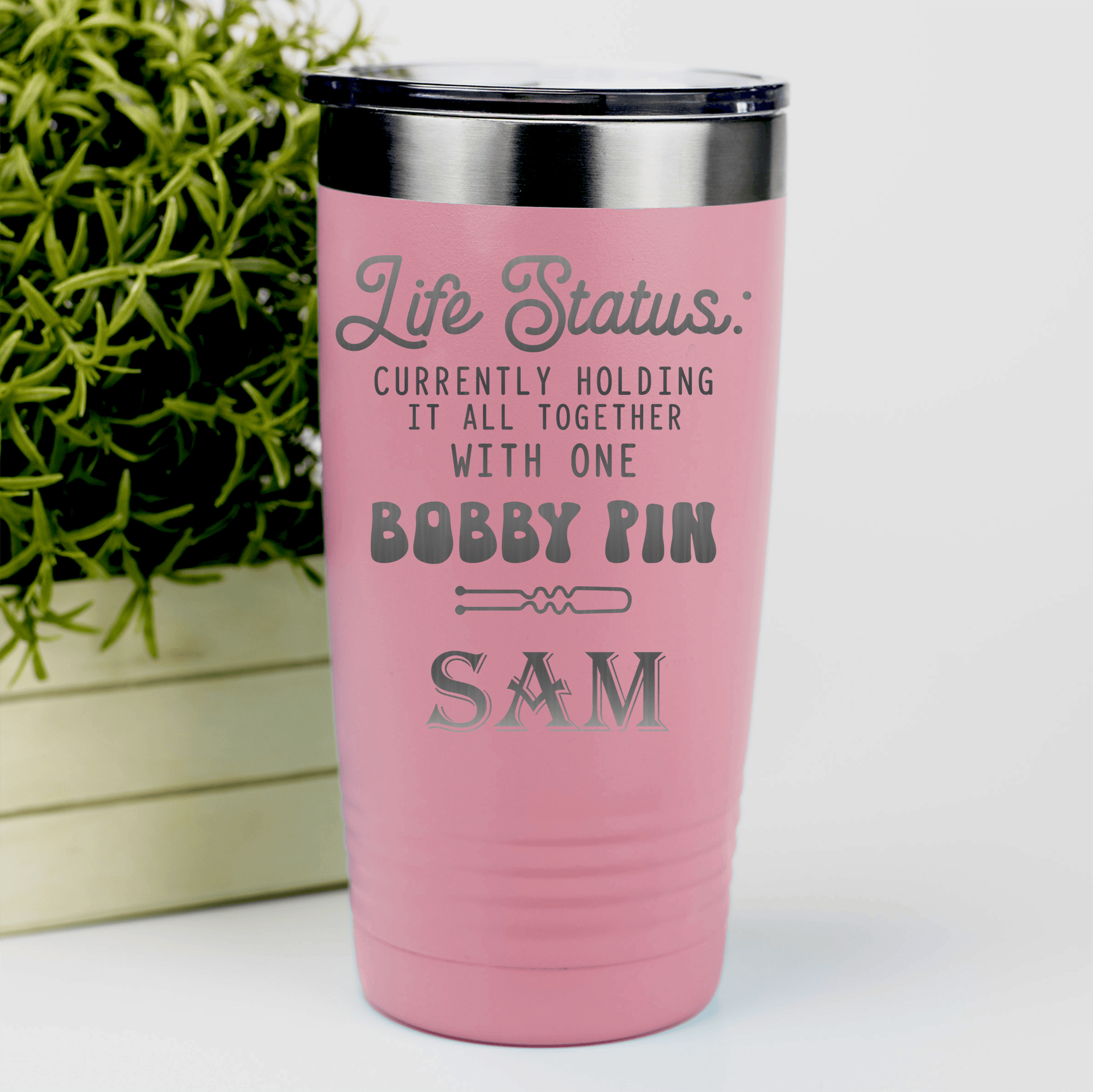 Salmon Funny Tumbler With Bobby Pin Life Design