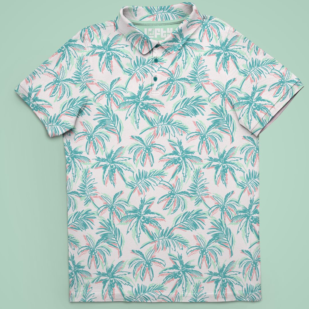 The Palmer (Light) | Neon Palm Tree Golf Polo for Men and Women