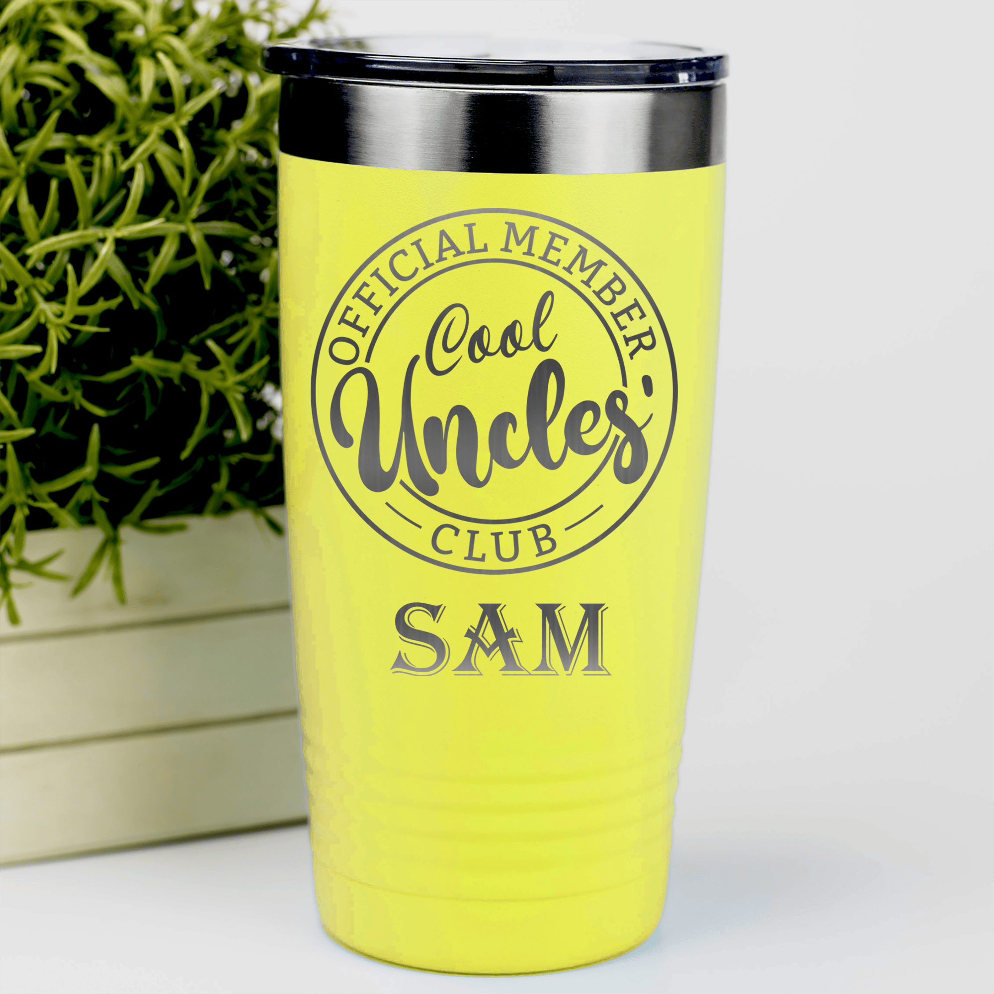 Yellow Uncle Tumbler With Cool Uncles Club Design