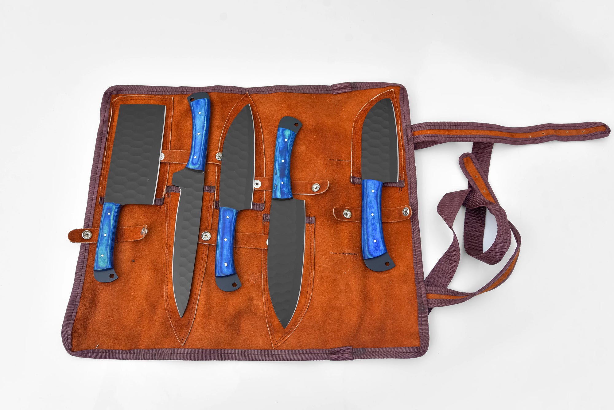 5-Piece Knife Set with Leather Carry Bag