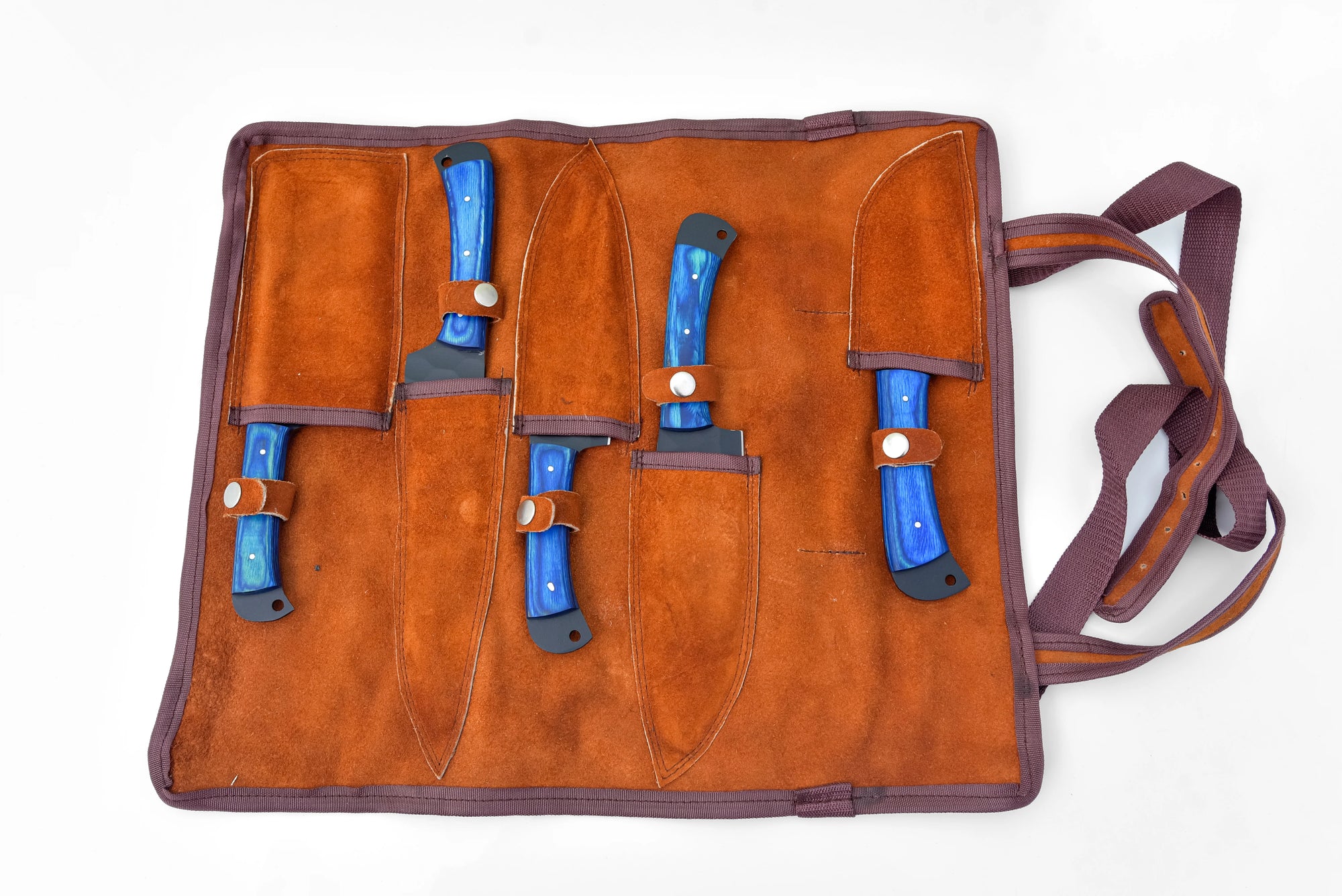 5-Piece Knife Set with Leather Carry Bag