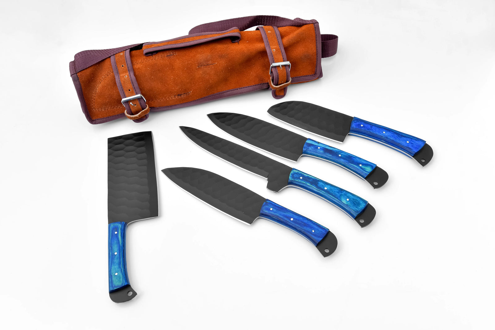 5-Piece Knife Set with Leather Carry Bag