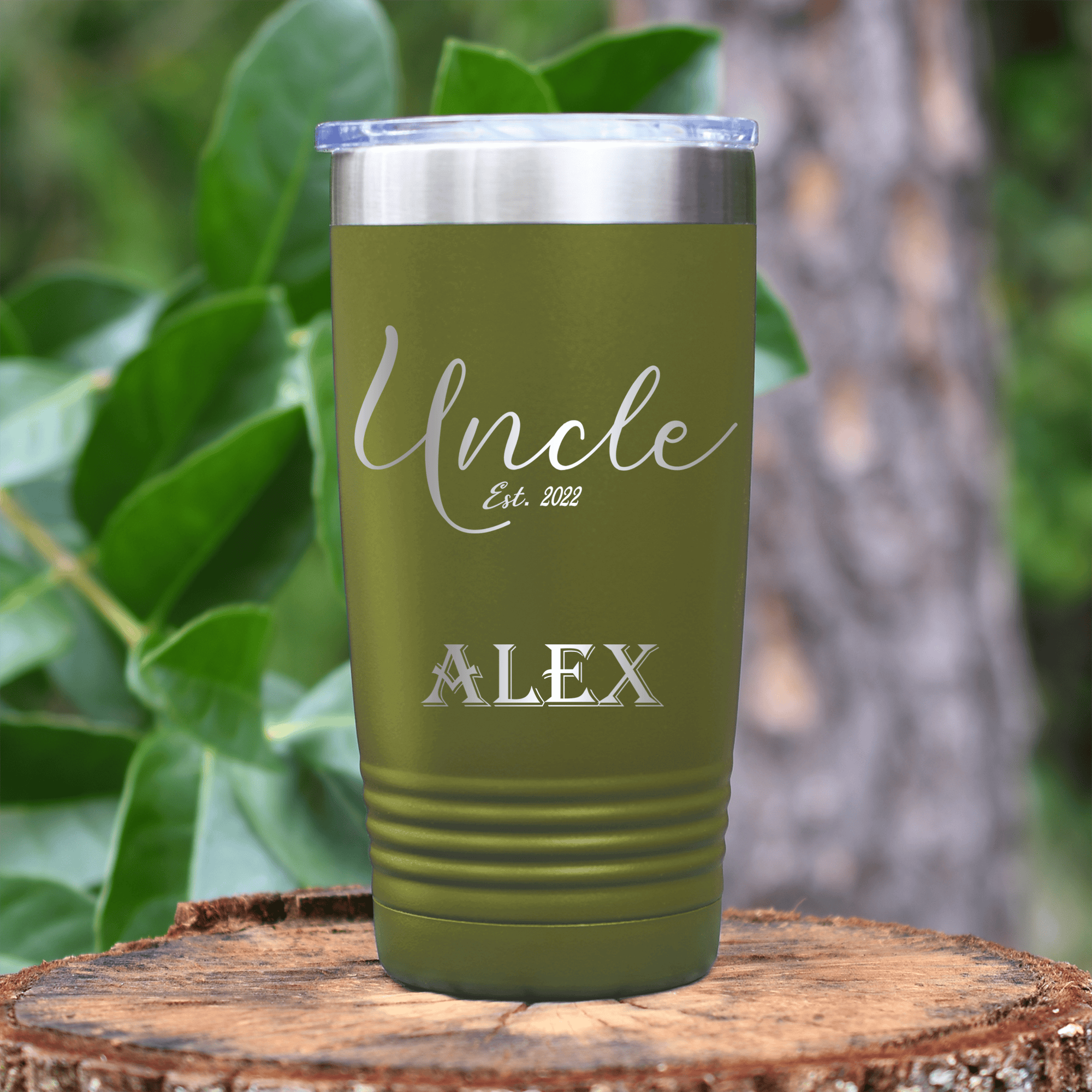 Military Green Uncle Tumbler With Establish Uncle Design