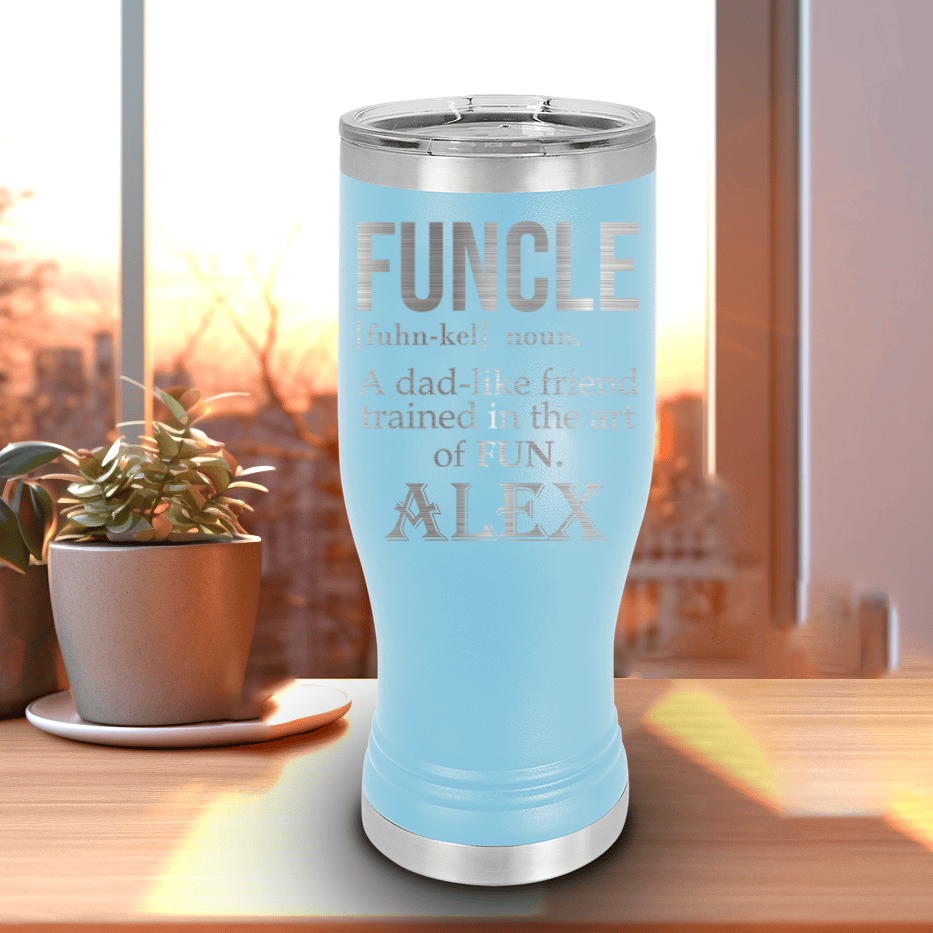 Light Blue Uncle Travel Mug With Handle With Funcle Uncle Design