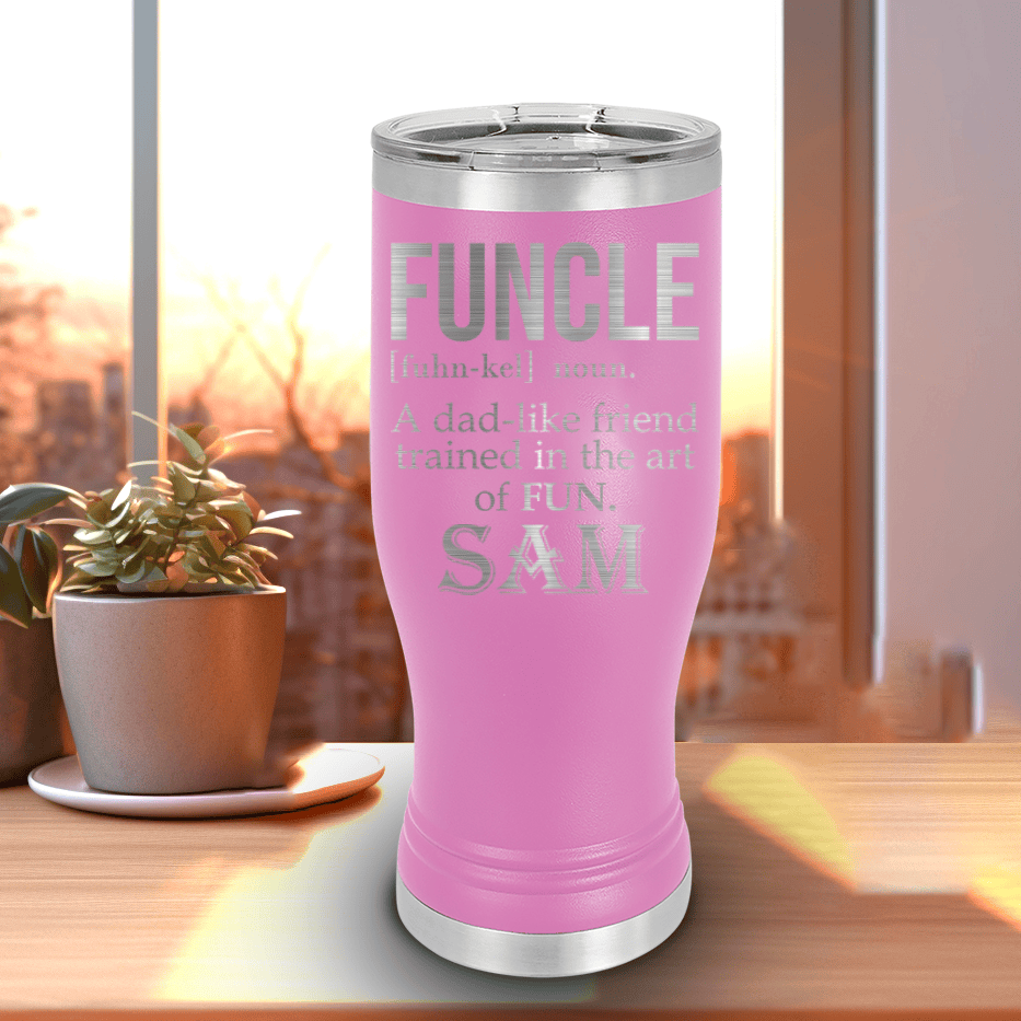 Light Purple Uncle Travel Mug With Handle With Funcle Uncle Design