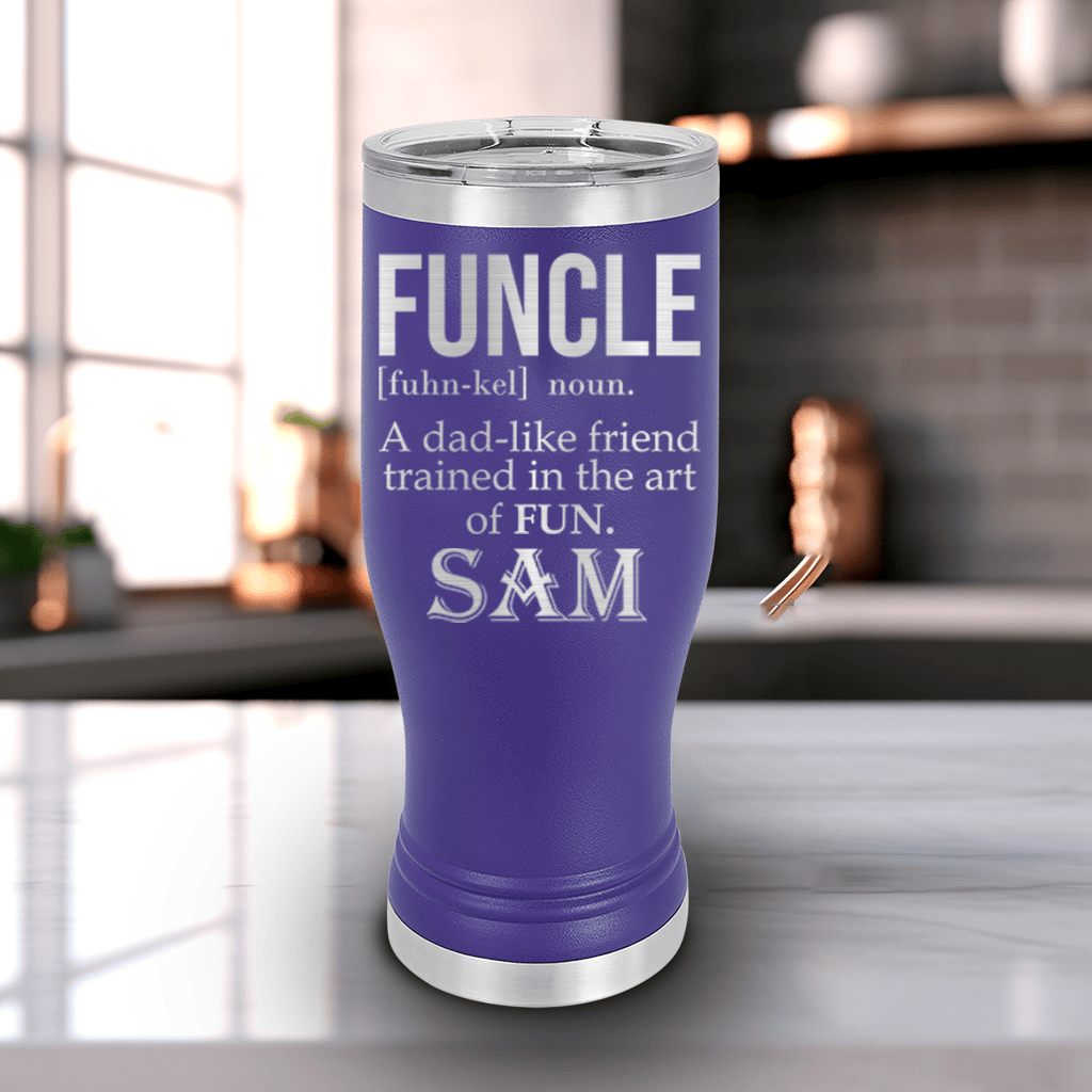 Purple Uncle Travel Mug With Handle With Funcle Uncle Design