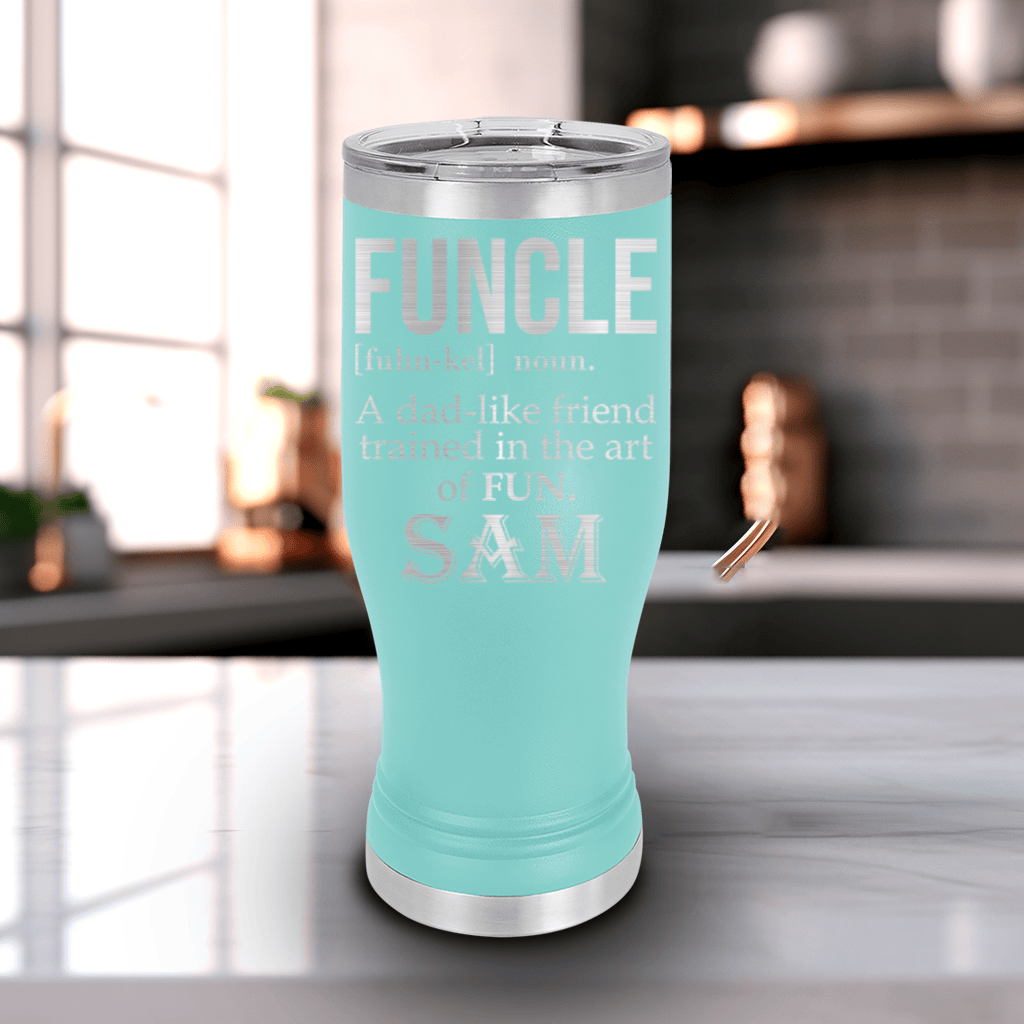 Teal Uncle Travel Mug With Handle With Funcle Uncle Design