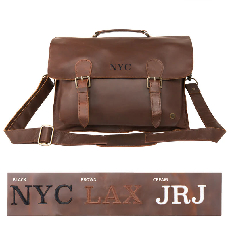 Personalized Vintage Brown Satchel