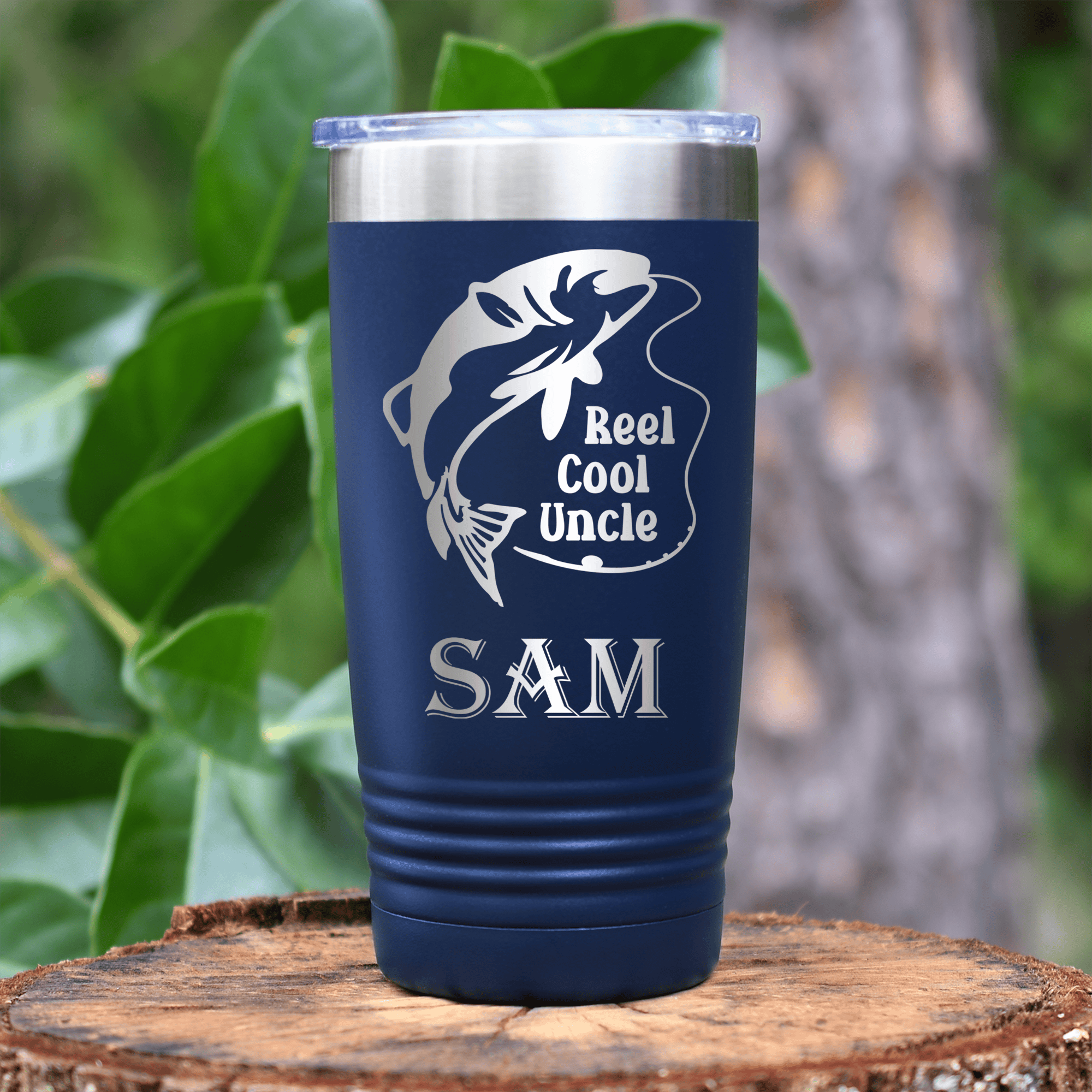 Navy Uncle Tumbler With Reel Cool Fishing Uncle Design