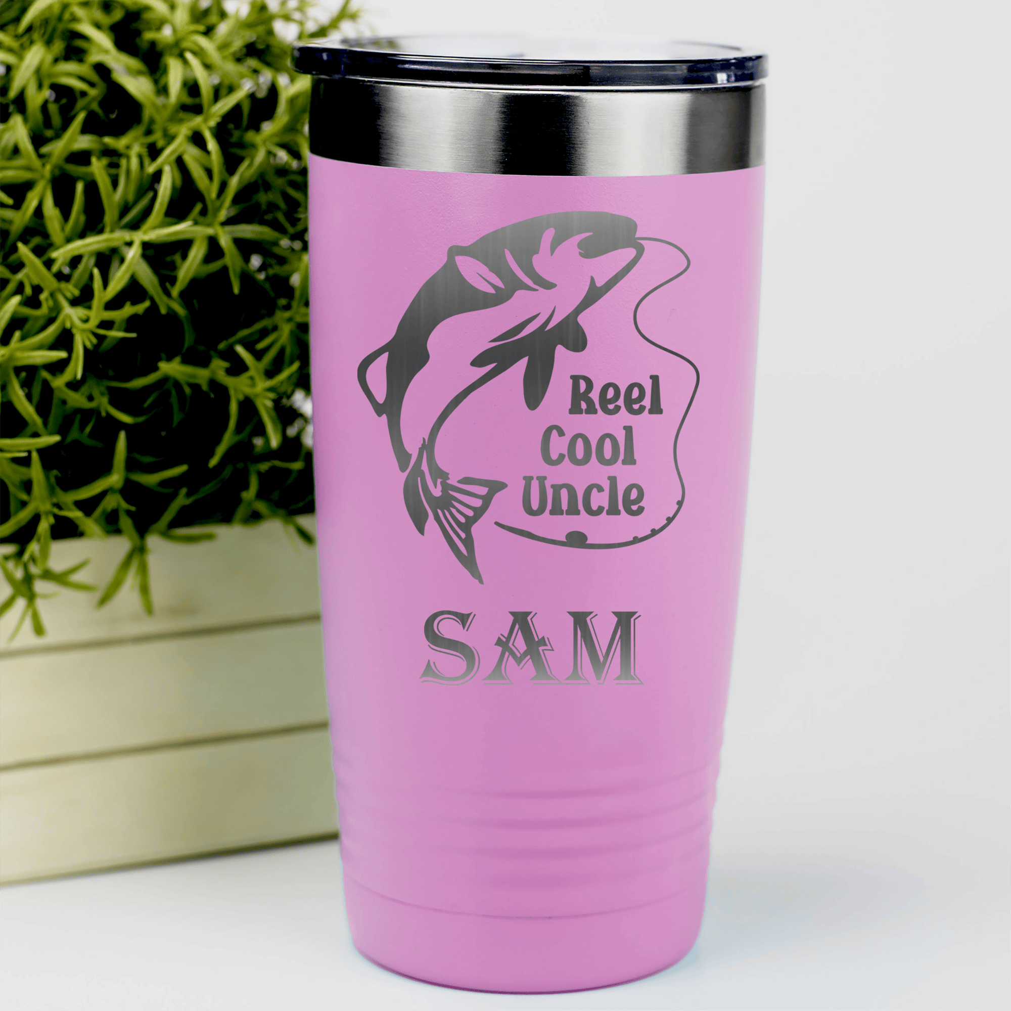 Pink Uncle Tumbler With Reel Cool Fishing Uncle Design