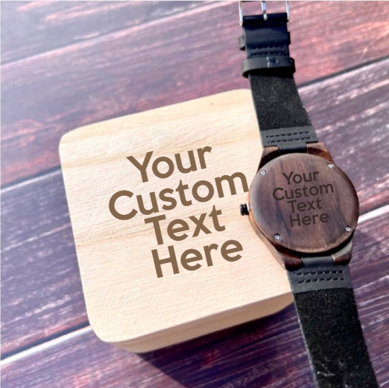 Elegant custom wood watch with personalized engraving for men