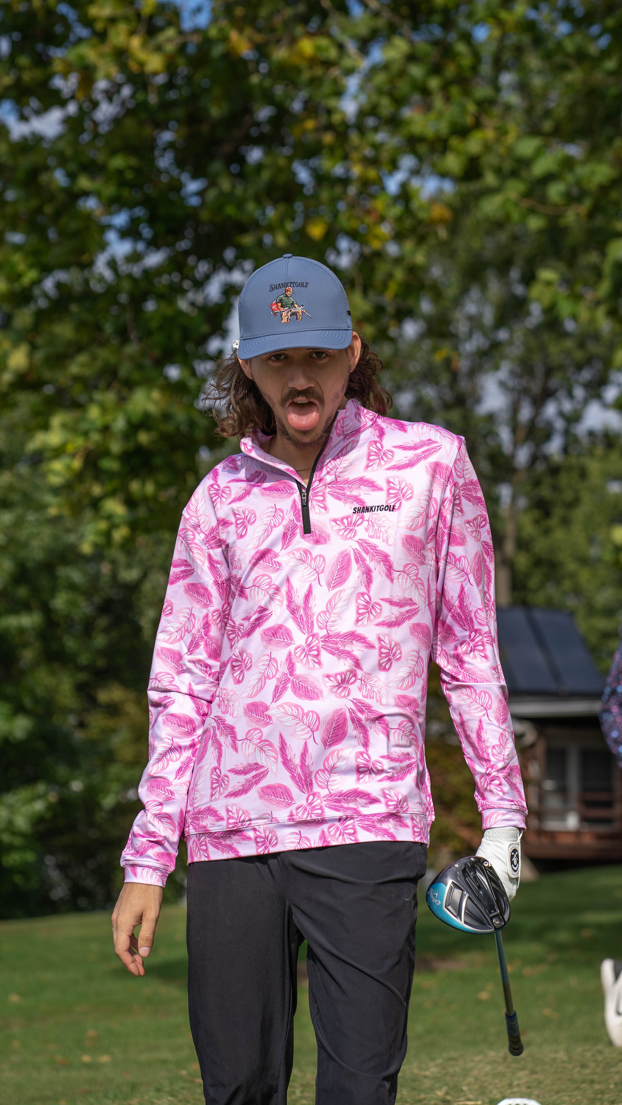 Pink Floral Quarter Zip