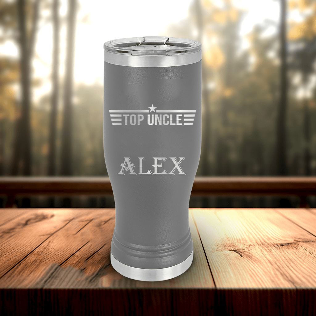 Grey Uncle Travel Mug With Handle With Top Uncle Design