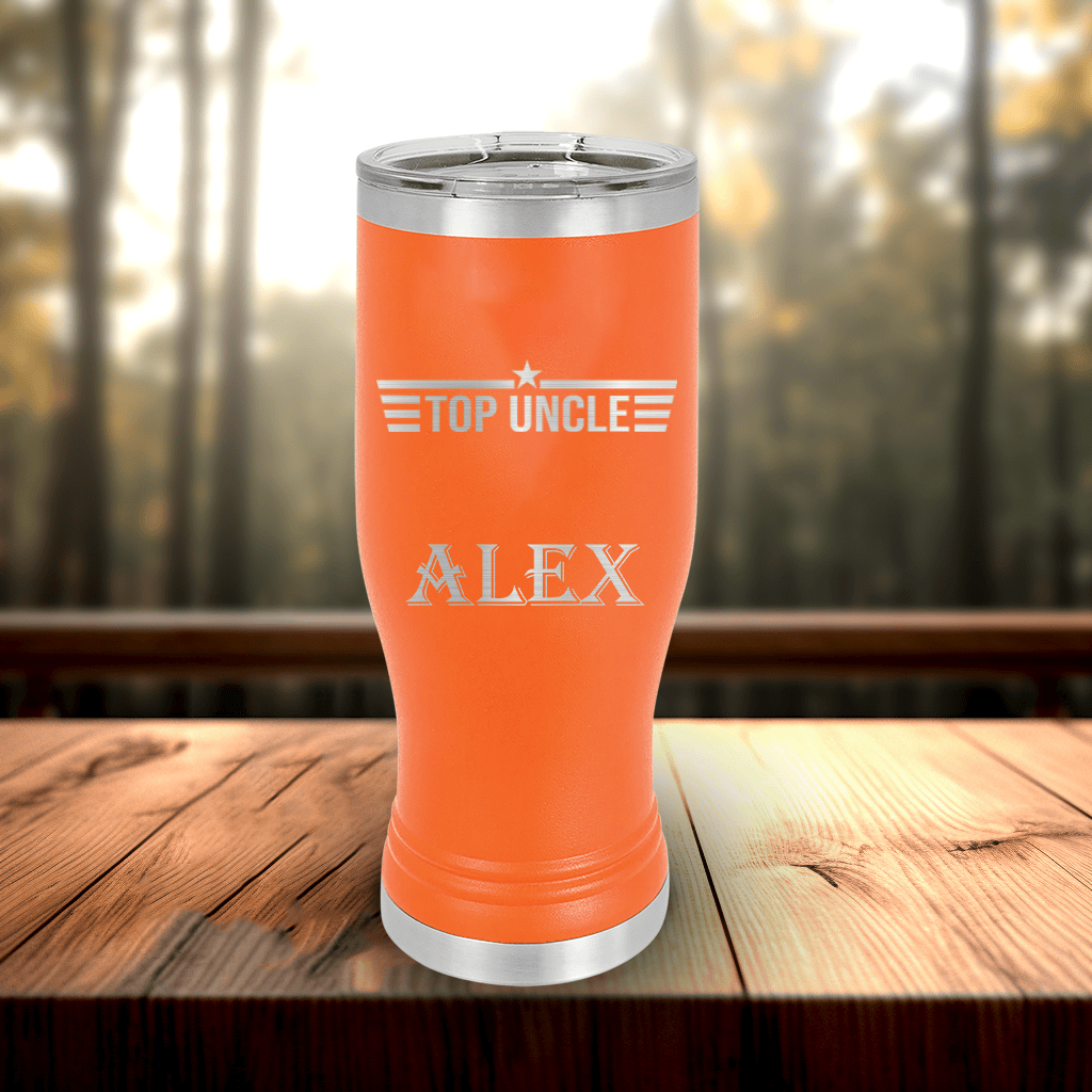 Orange Uncle Travel Mug With Handle With Top Uncle Design