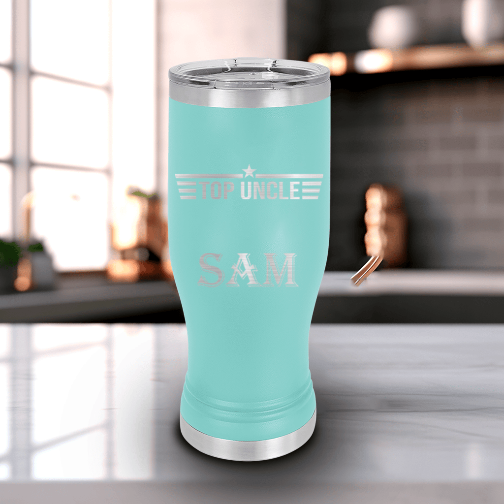 Teal Uncle Travel Mug With Handle With Top Uncle Design