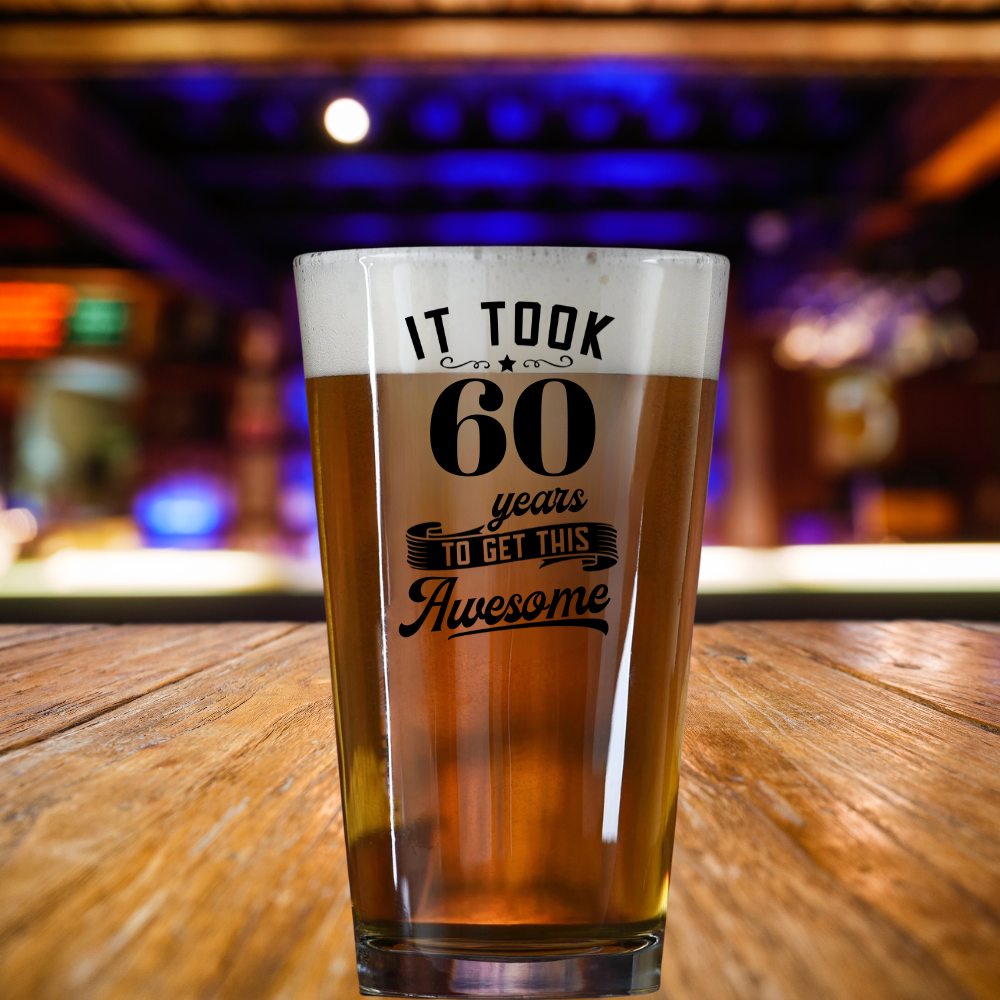 60th Birthday Beer Pint Glass