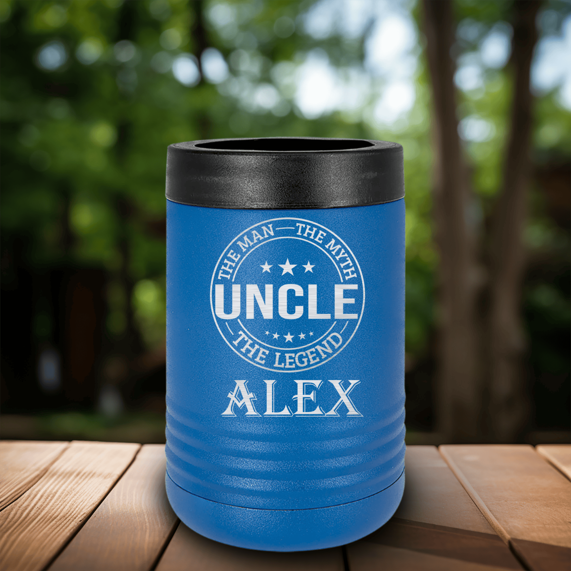 Blue Uncle Insulated Can Beverage Holder With Uncle Legend Design