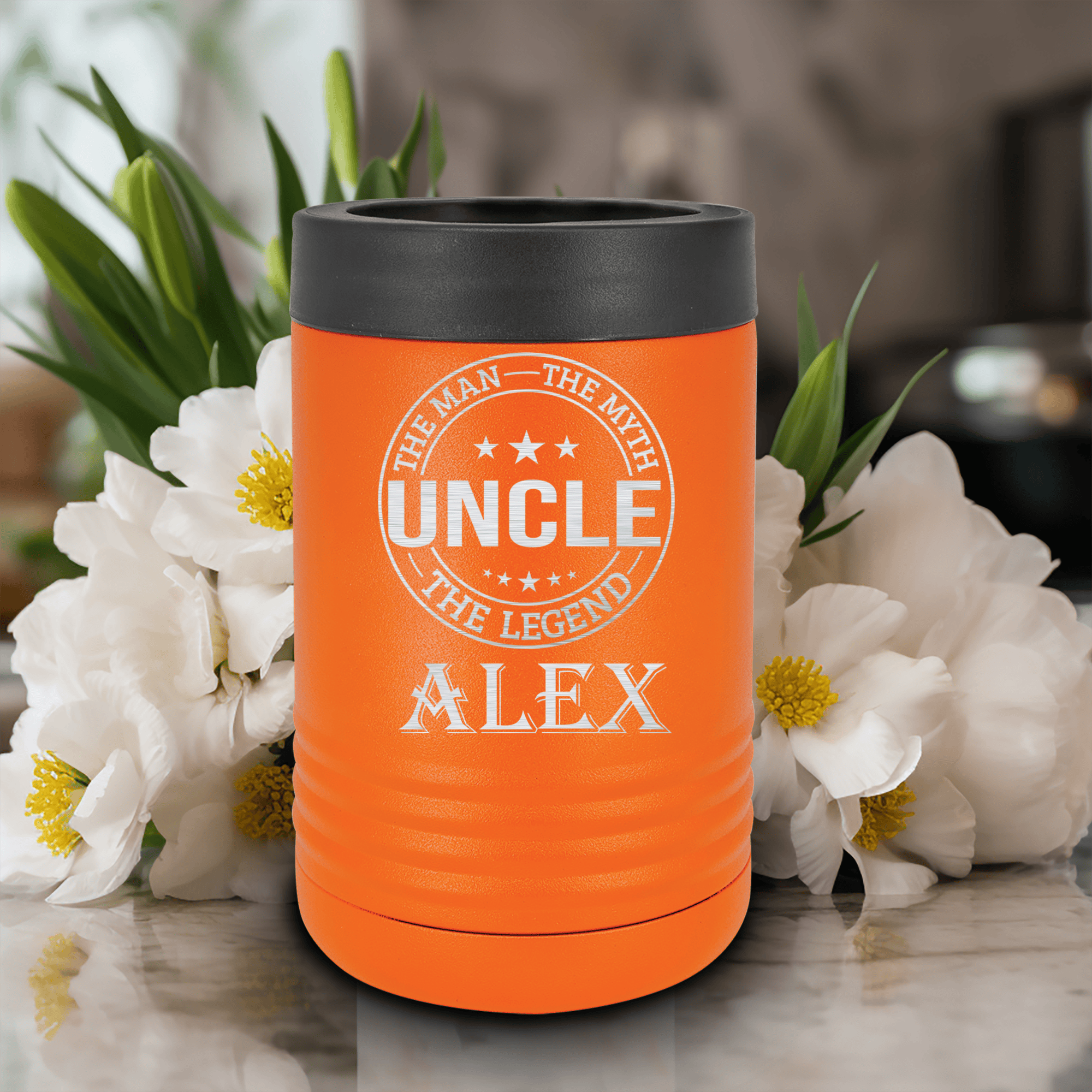 Orange Uncle Insulated Can Beverage Holder With Uncle Legend Design