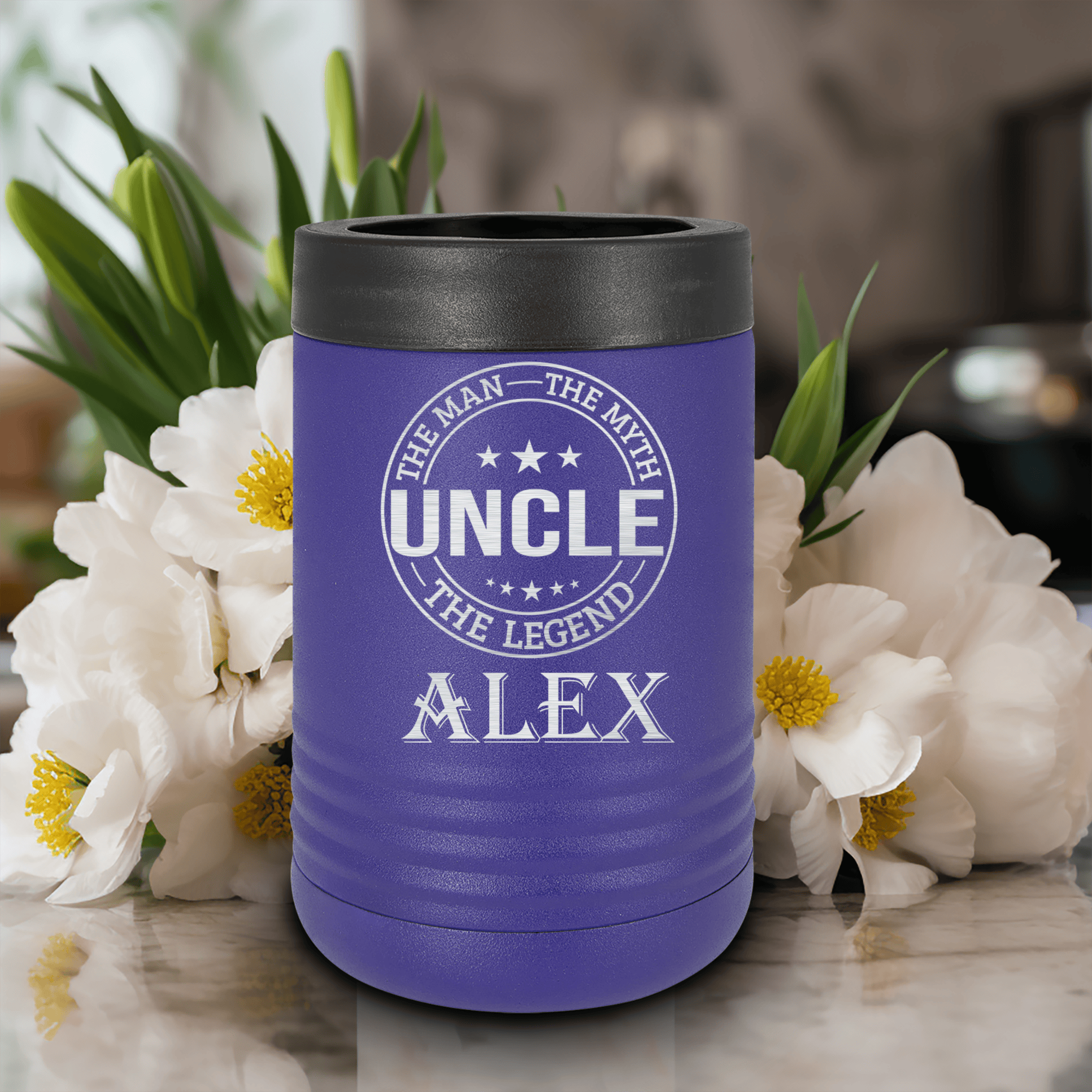 Purple Uncle Insulated Can Beverage Holder With Uncle Legend Design