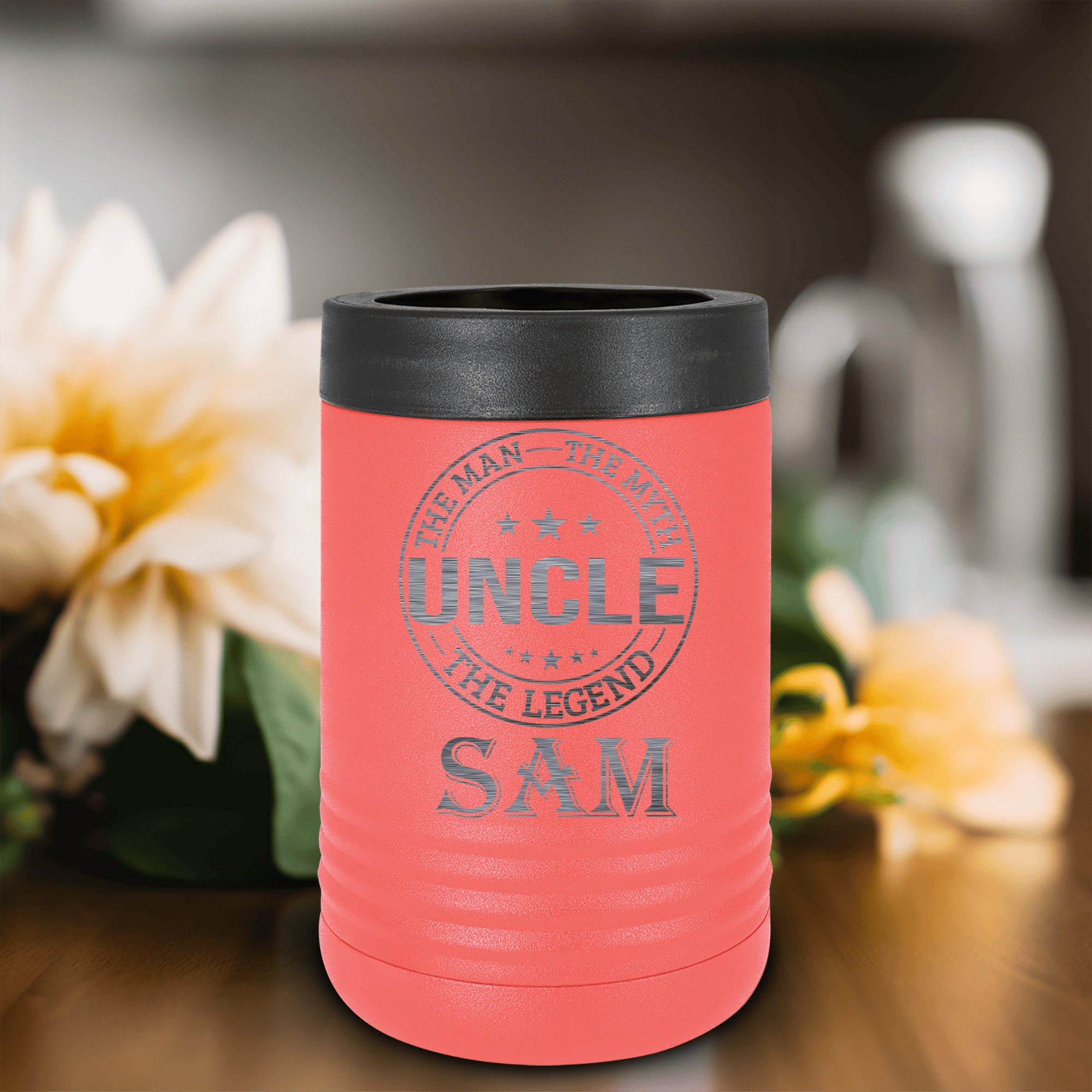 Salmon Uncle Insulated Can Beverage Holder With Uncle Legend Design