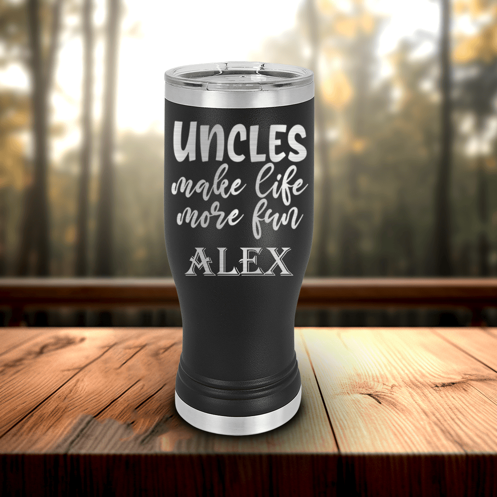 Black Uncle Travel Mug With Handle With Uncles Make Life Fun Design