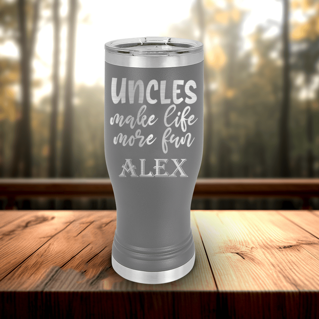 Grey Uncle Travel Mug With Handle With Uncles Make Life Fun Design