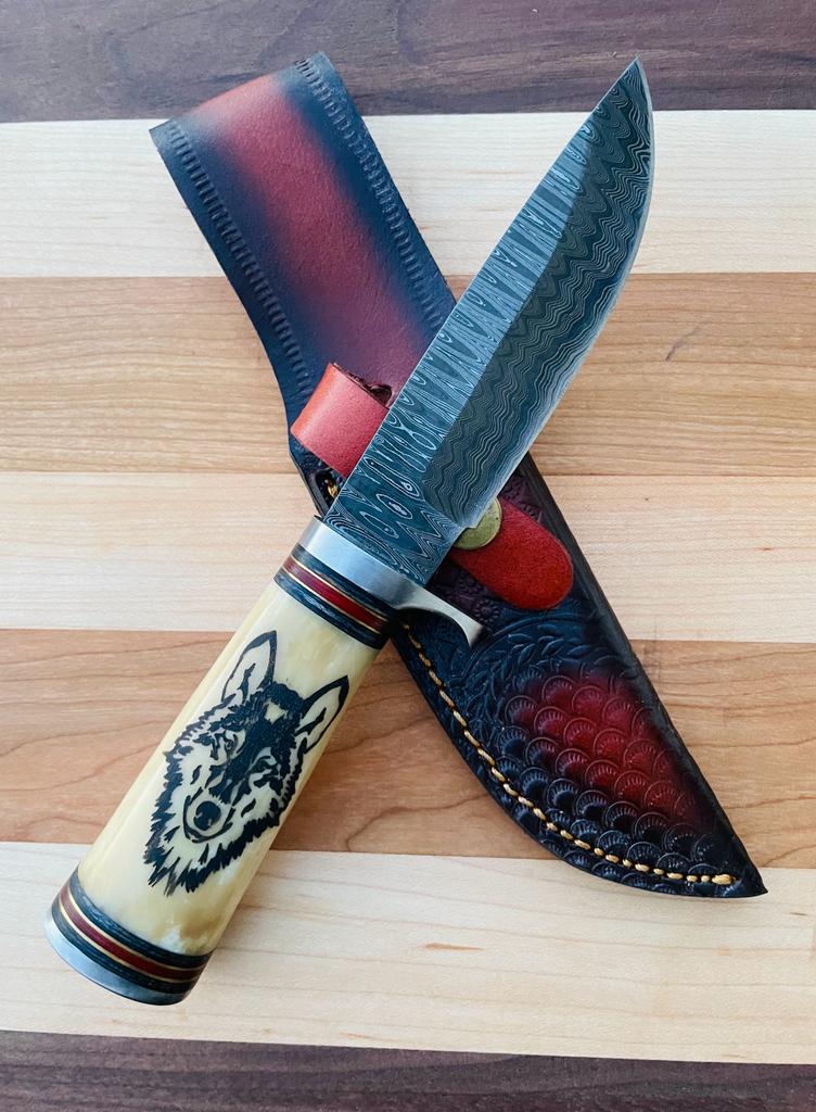 Wilderness Howl Damascus Steel Knife