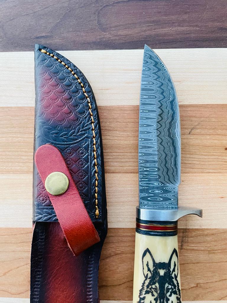 Wilderness Howl Damascus Steel Knife