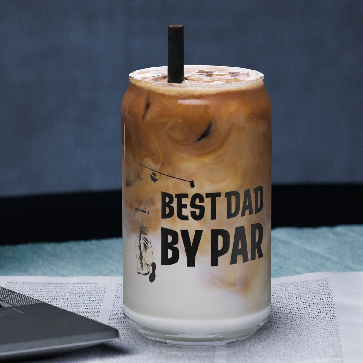 &quot;Best Dad by Par&quot; Beer Can Glass