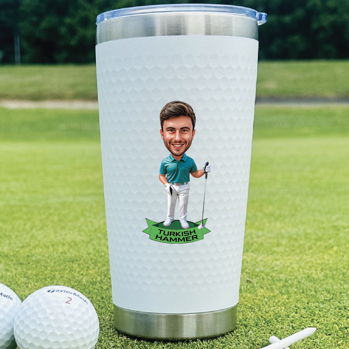 Fun Golf Gift - Caricatured Golfer on Tumbler