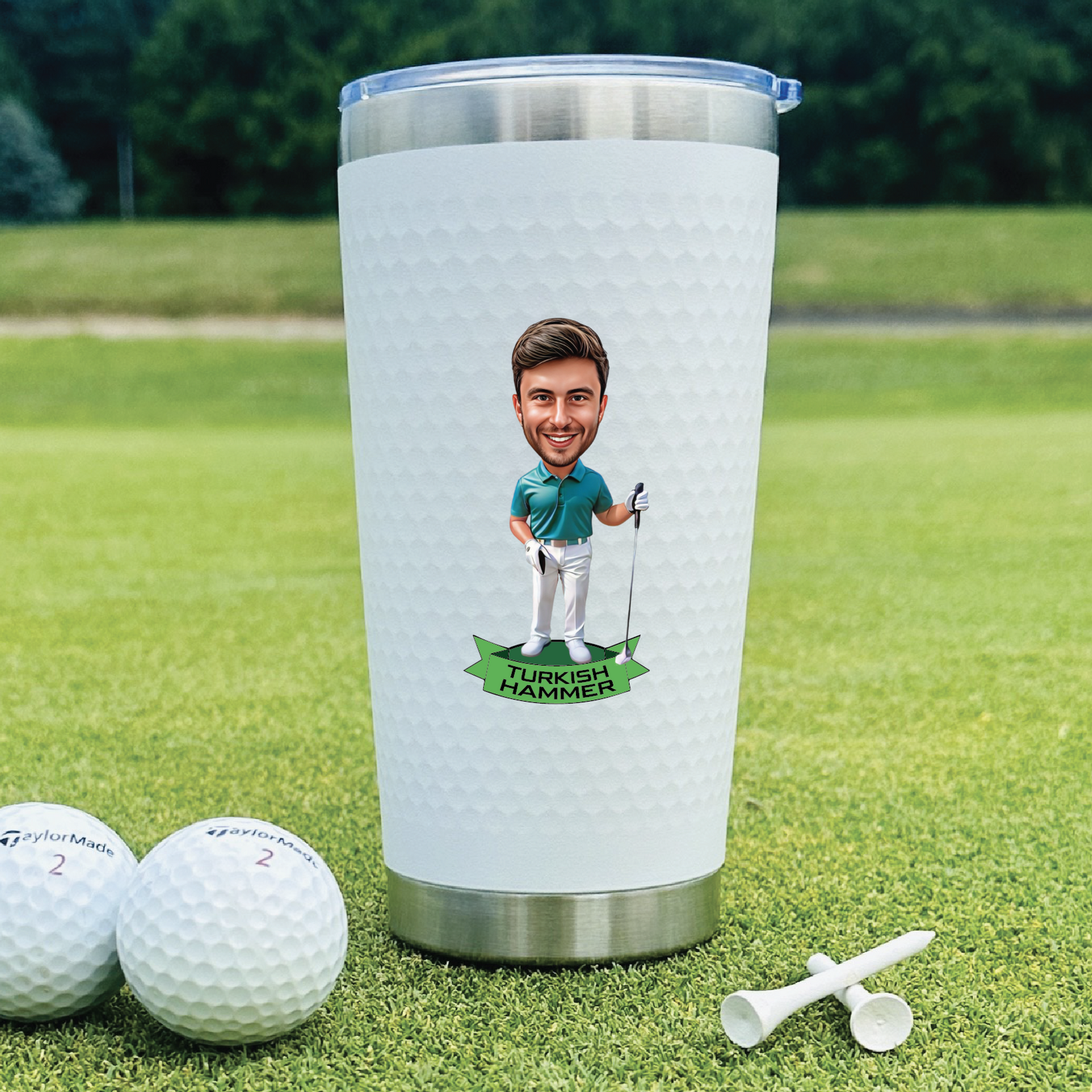 Fun Golf Gift - Caricatured Golfer on Tumbler