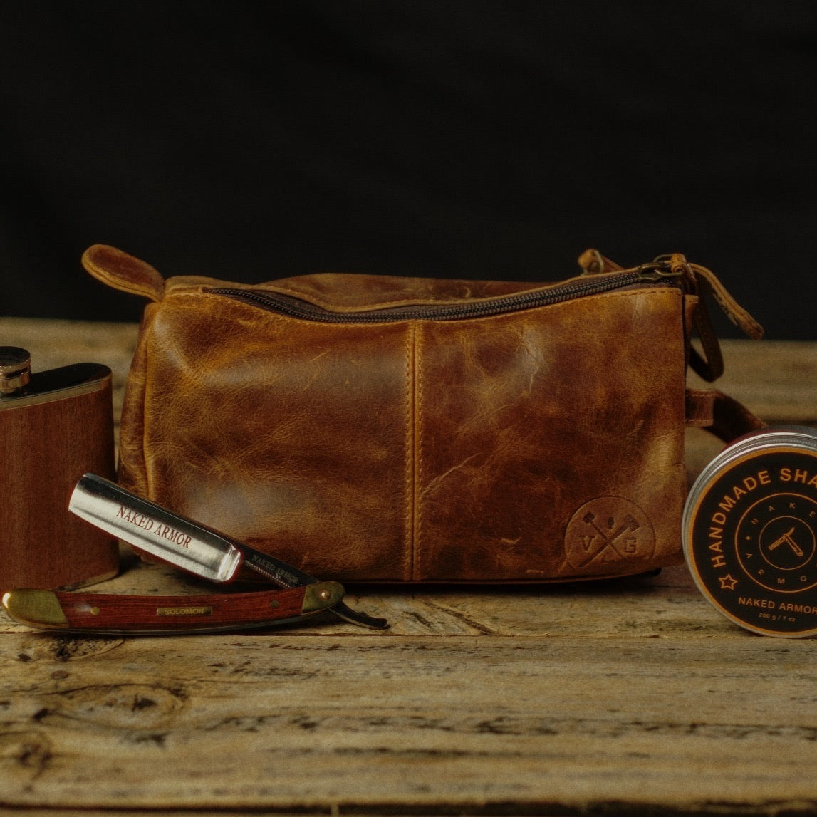 The Draper Leather Toiletry/Dopp Bag