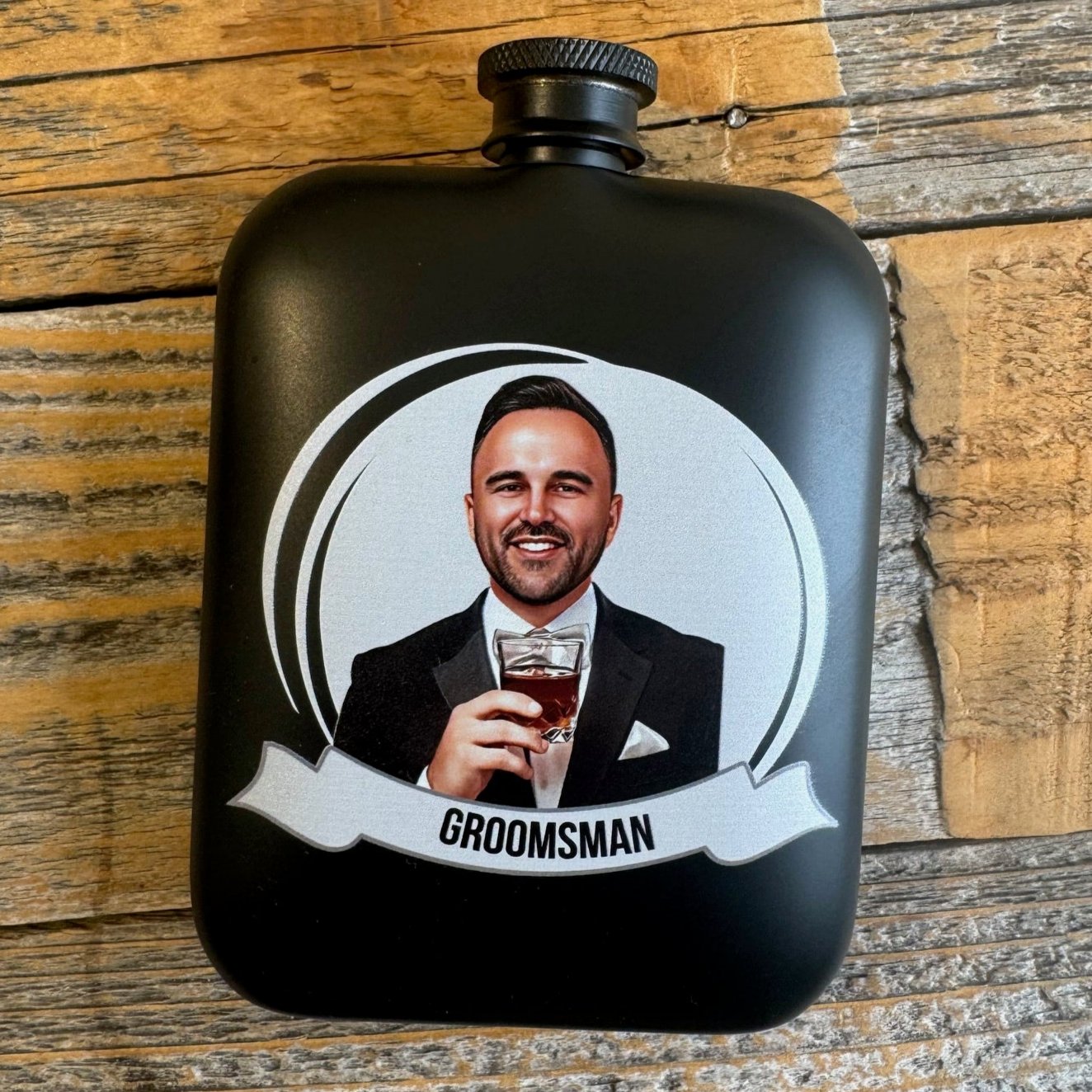 Unique Groomsmen Flask with Photo