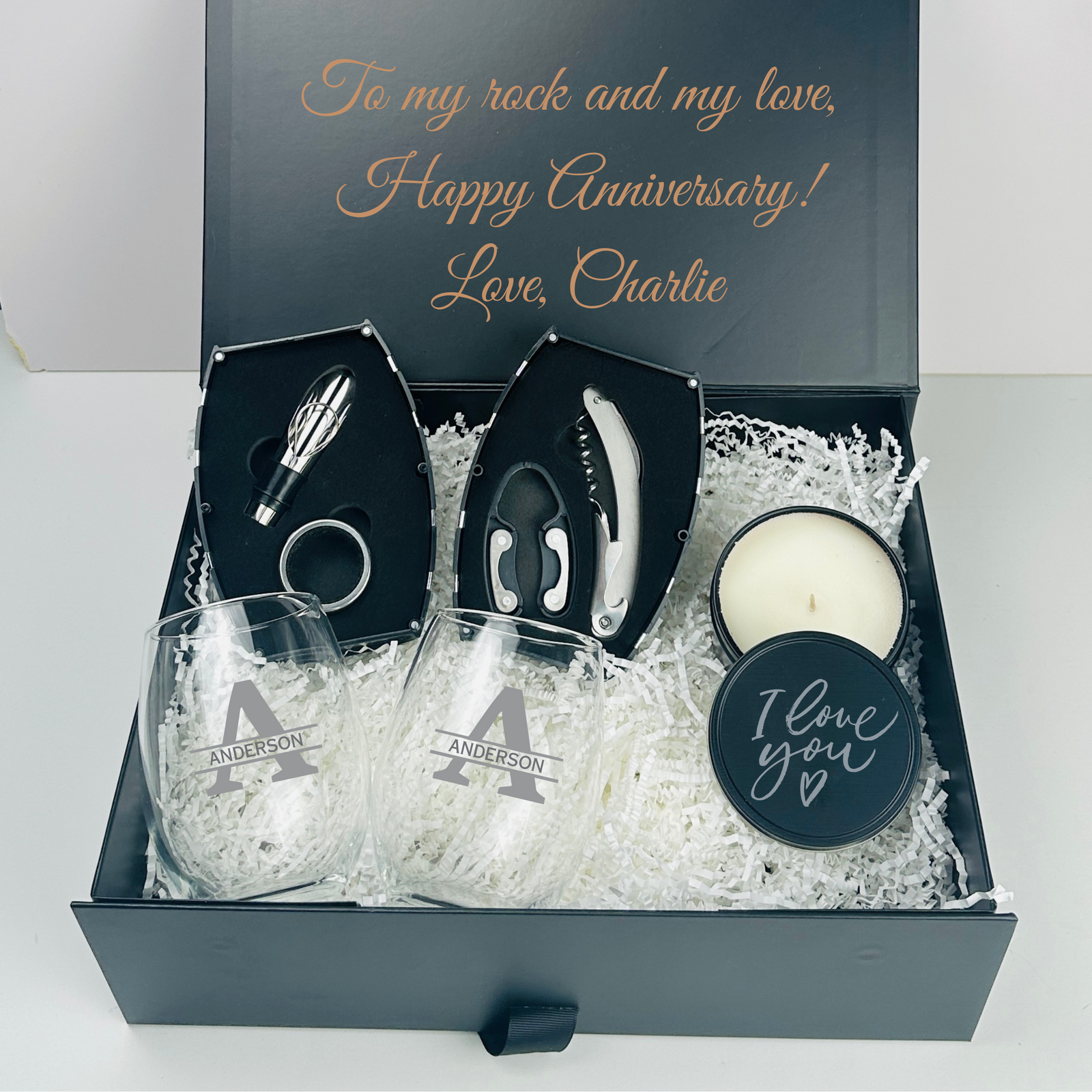 Customized Anniversary Wine Gift Set