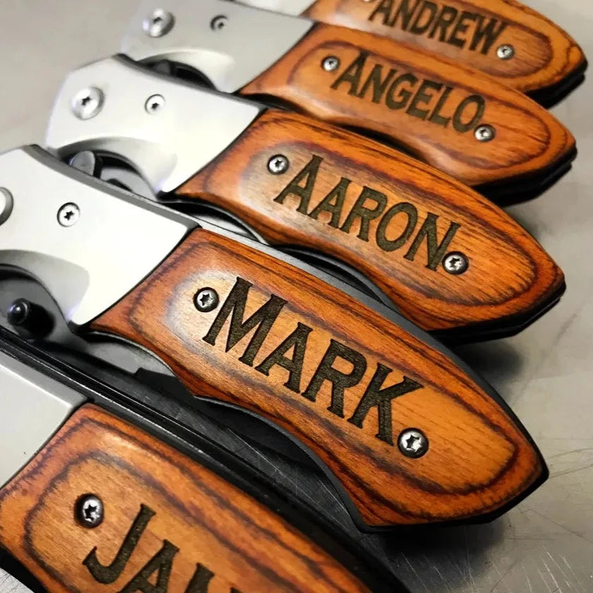 Custom engraved pocket knife with personalized message