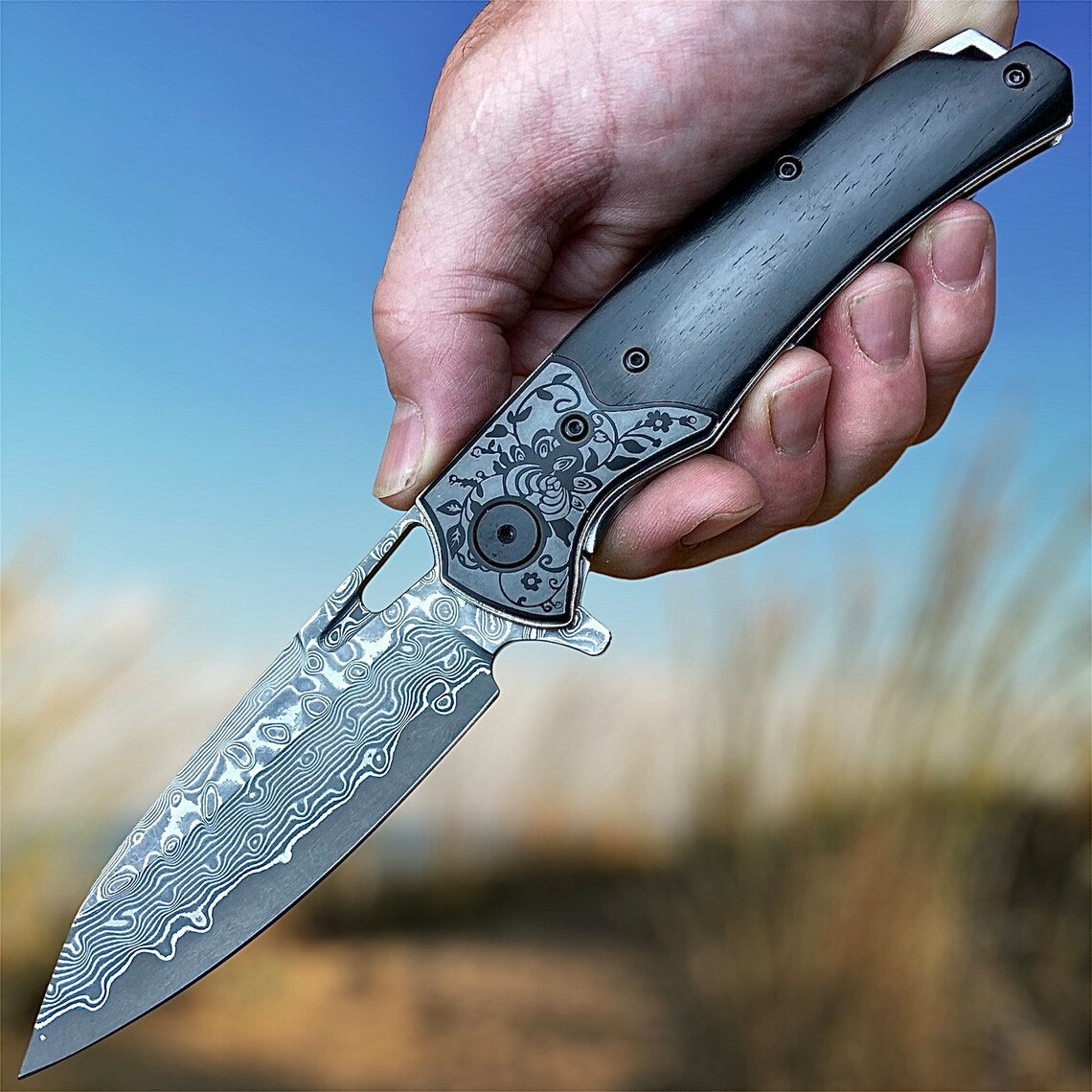 Damascus EDC Pocket Knife