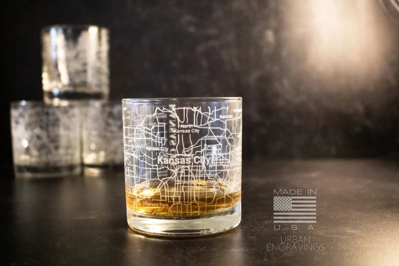 Louisville City Map Rocks Glass Engraved Whiskey Glass 