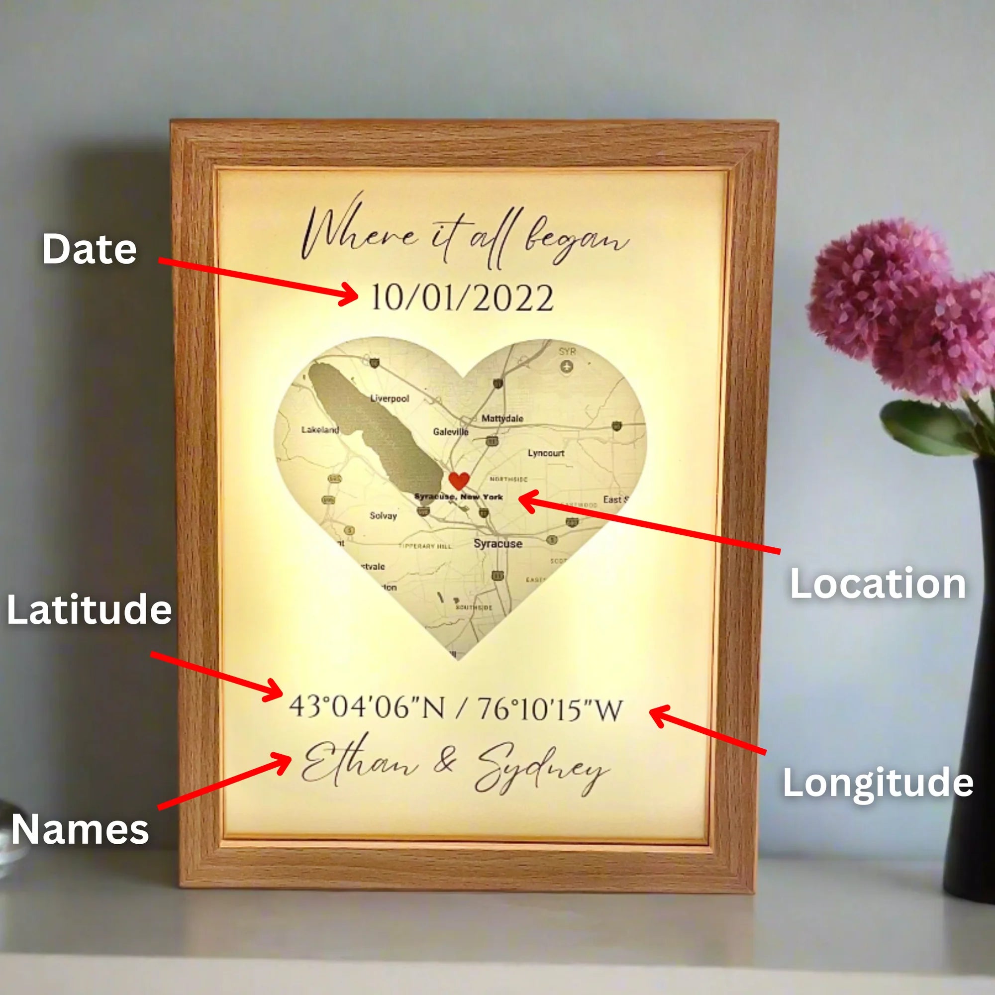 Customized Couple’s Where We Met Map