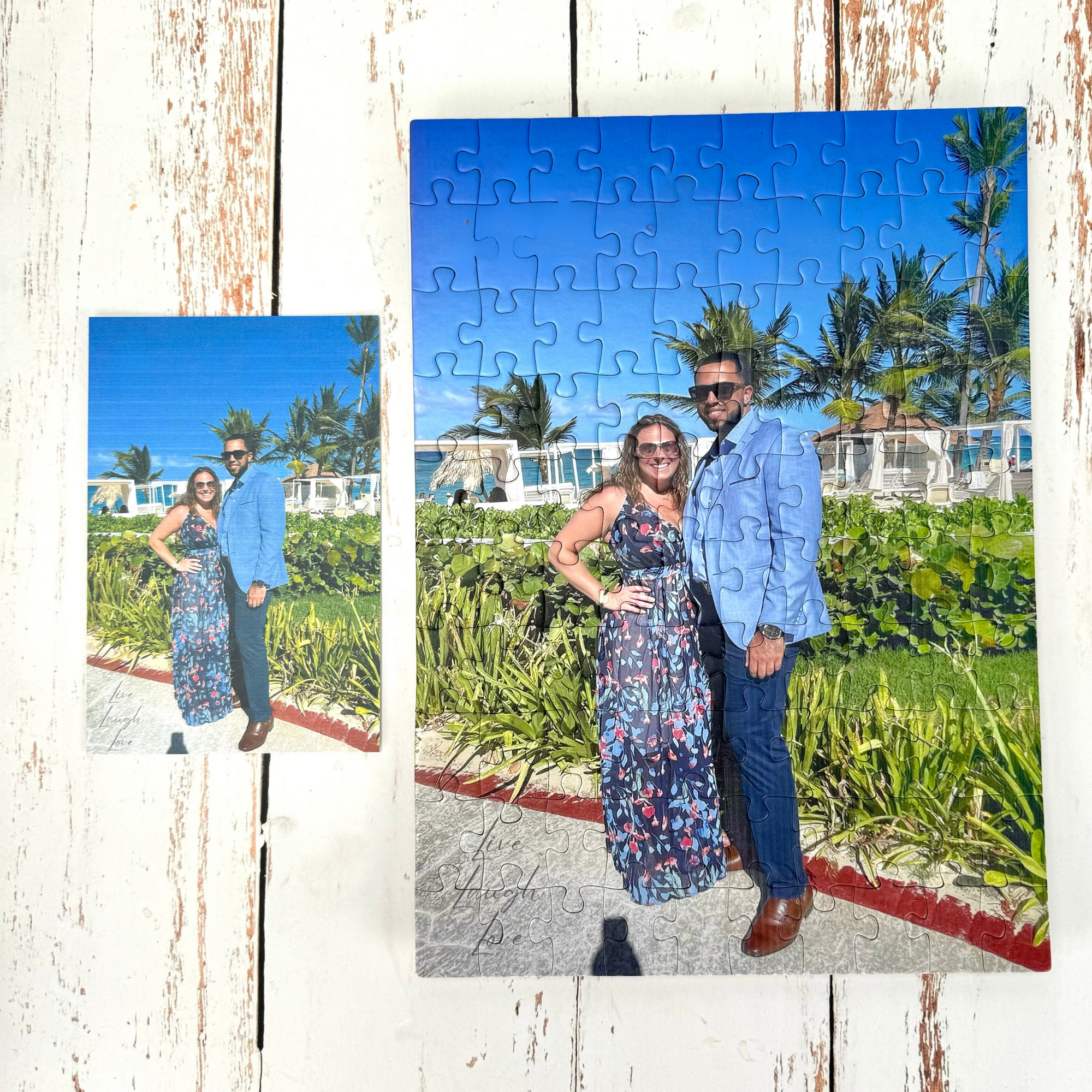 Cherished Memories personalized photo puzzle with 100 durable pieces and custom-engraved wooden gift box – perfect for anniversaries, weddings, or Valentine’s Day