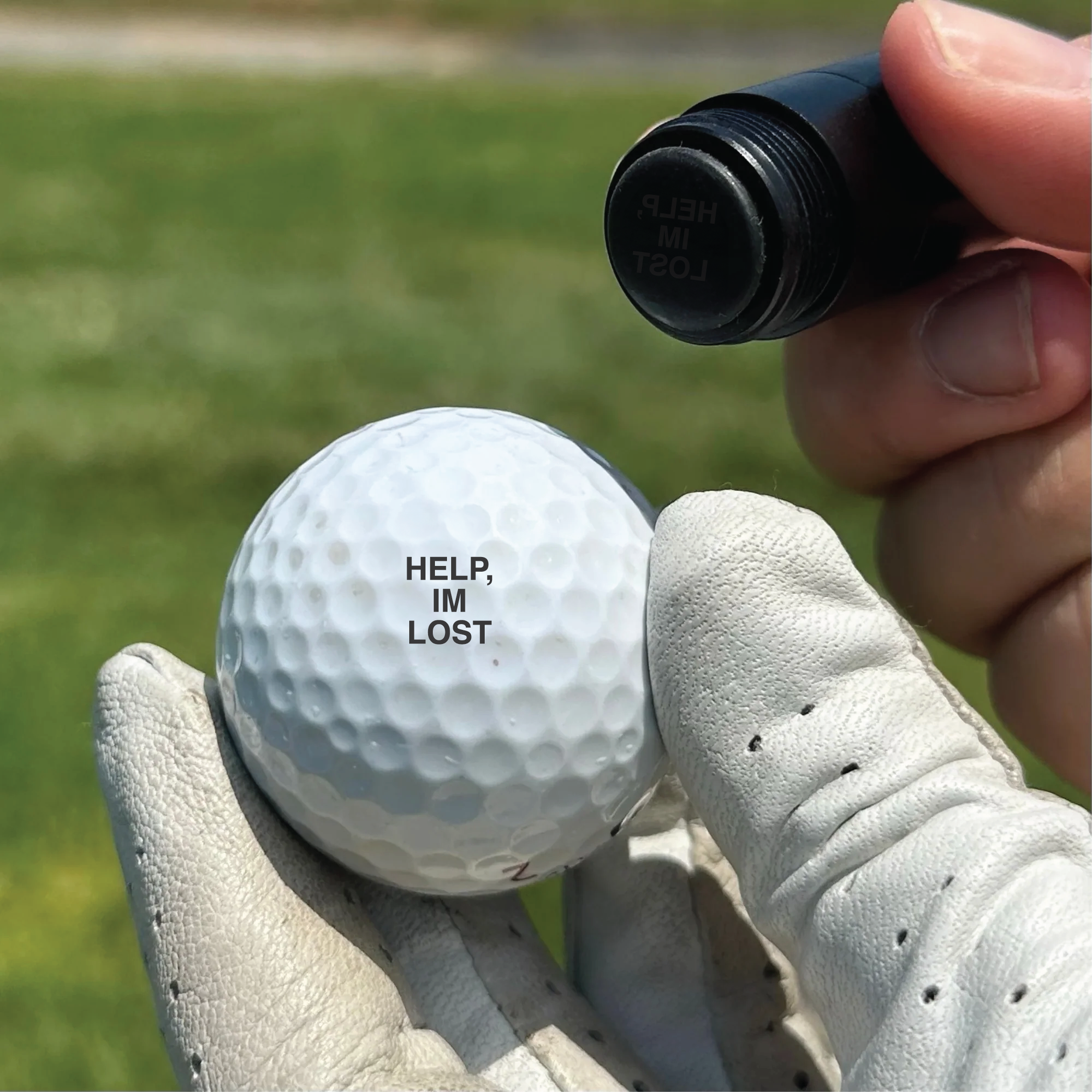 Help I'm Lost Funny Golf Ball Stamp