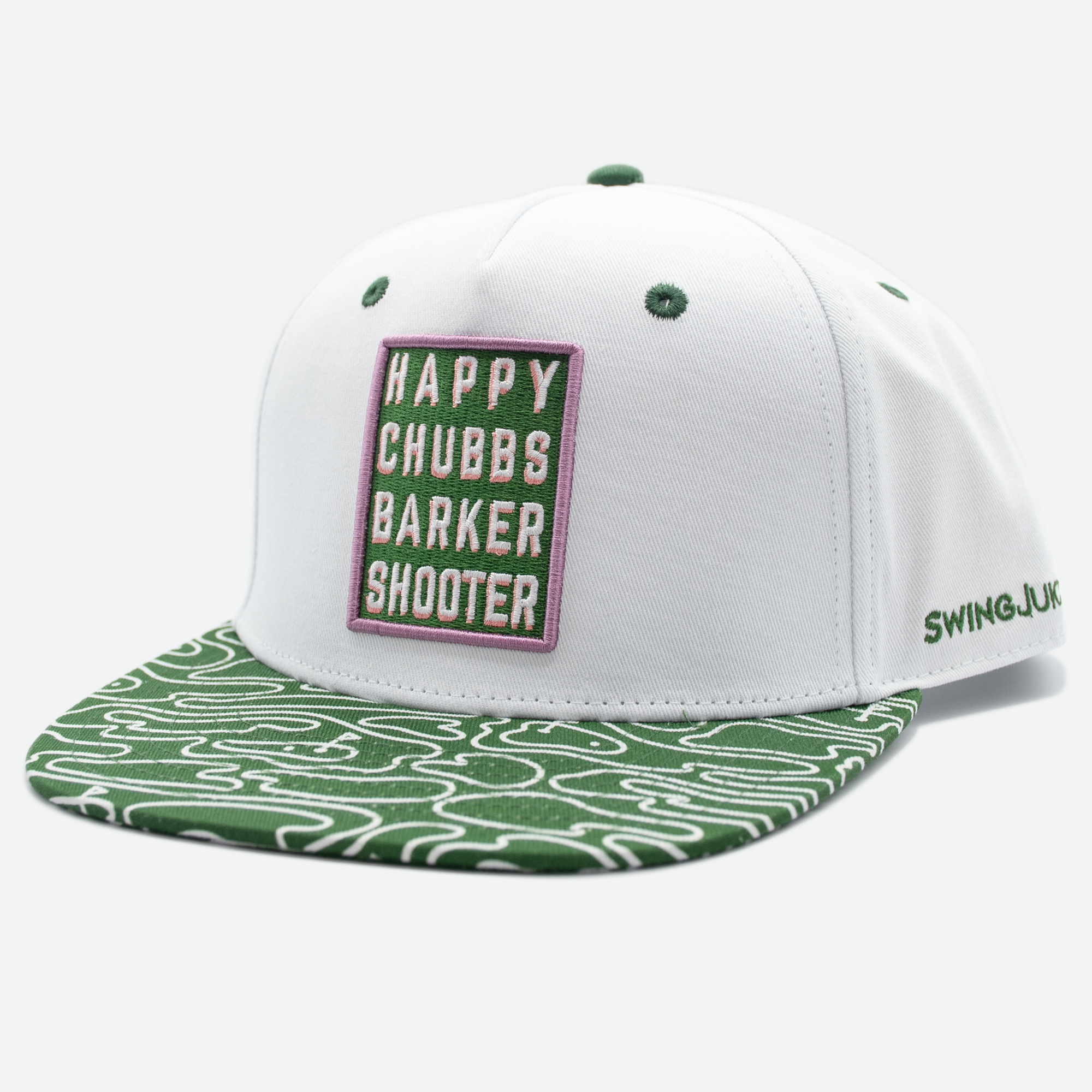 Golf Happy Chubbs Barker Shooter Unisex Snapback Hat White